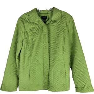 Vintage RQT green quilted full zip collared barn chore jacket large